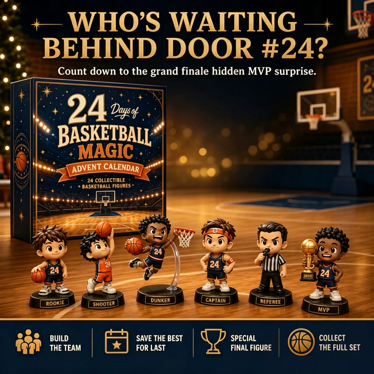 đ 24-Day Basketball Christmas Advent Calendar | 24 Unique Collectible Basketball Figures for Daily Surprises, Team Building & Holiday Display đâ¨