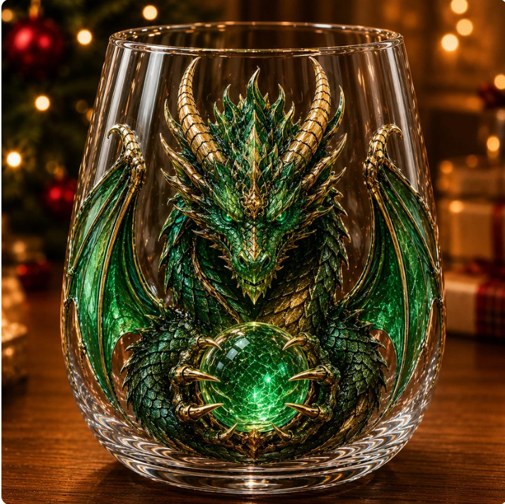 🐉✨ 3D Mythic Dragon Glass Art Cup | Luxury Raised Fantasy Glassware for Whiskey, Home Bar Décor & Legendary Gifts 🎁