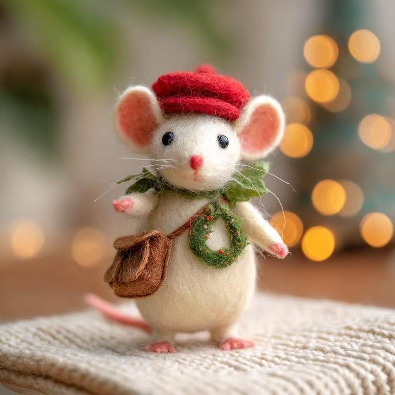 🎁🐭 Deluxe Handmade Felt Mouse | Cozy Decor & Heartwarming Gift ✨