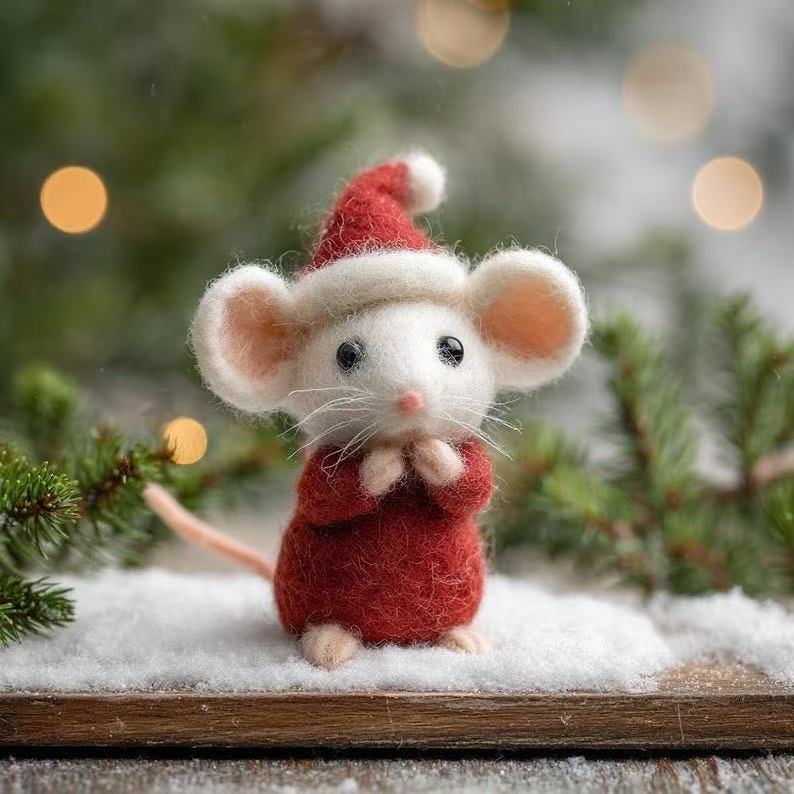 🎁🐭 Deluxe Handmade Felt Mouse | Cozy Decor & Heartwarming Gift ✨