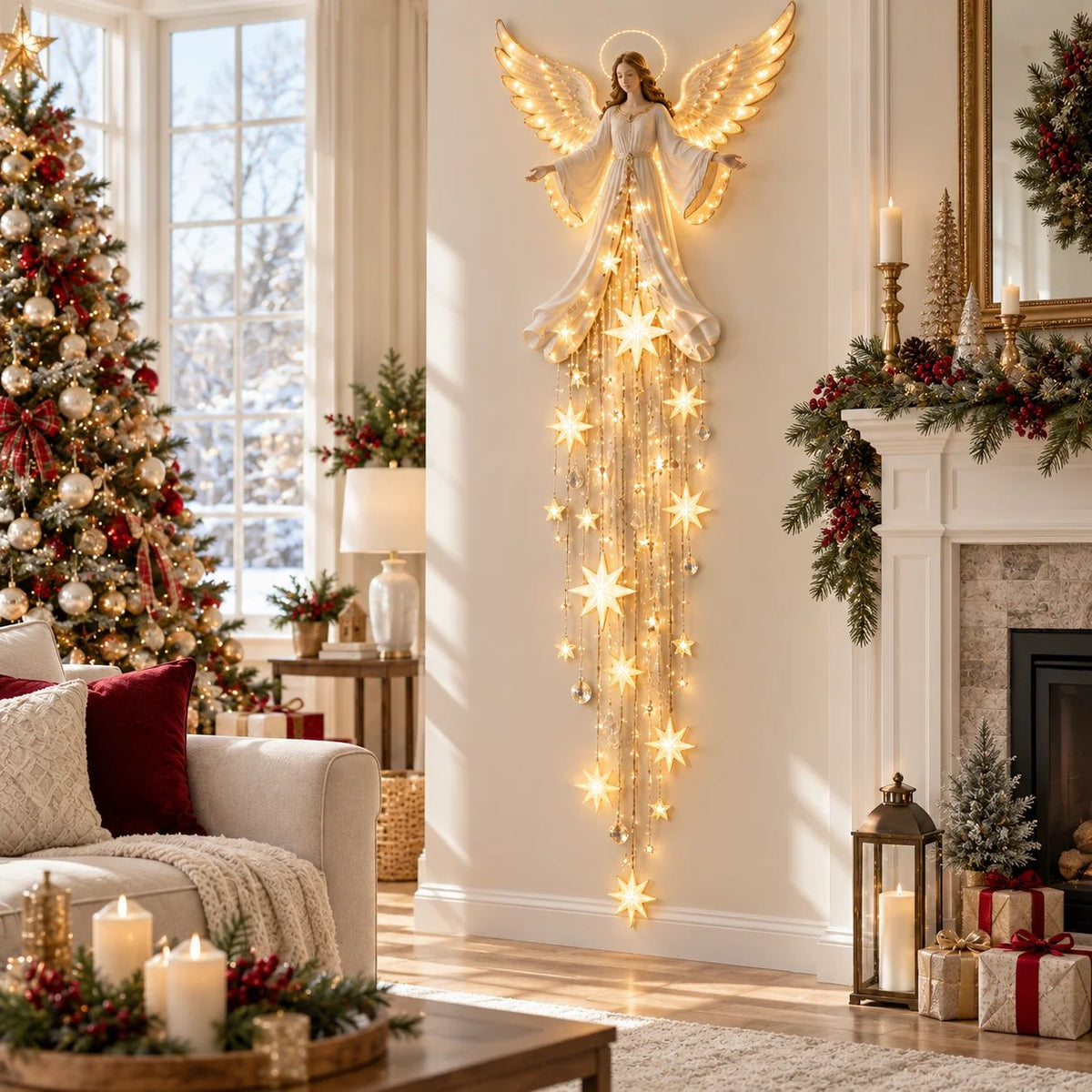 ✨Last Day 49% OFF✨ Angel Blessing Starfall Wall LightTM – Heavenly Christmas Wall Decor