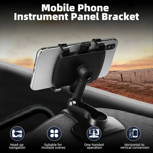 Universal 360° Rotating Car Dashboard Phone Mount – Clip-On Sun Visor & Rearview Mirror Holder Stand