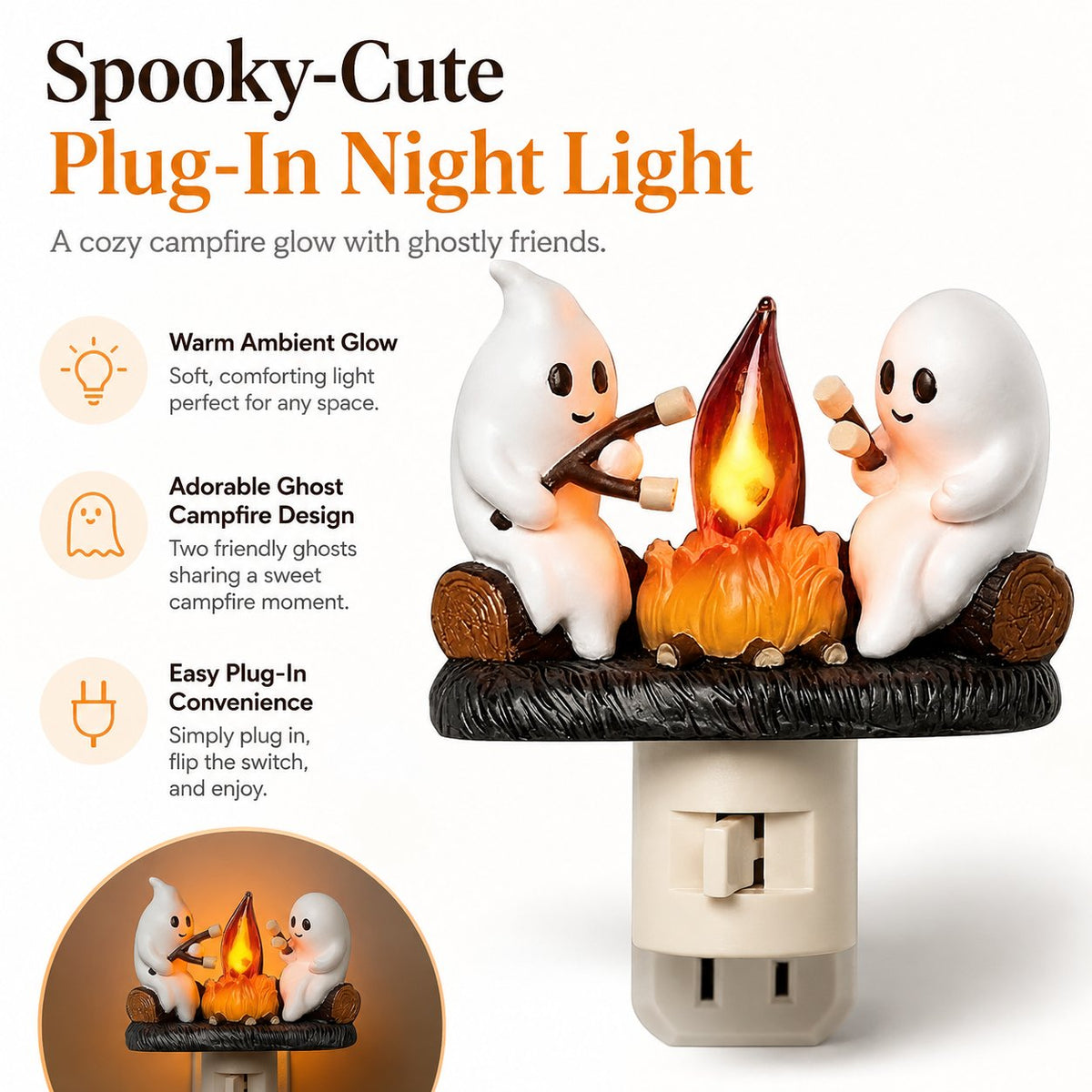 👻 Plug In the Cutest Halloween Glow — Adorable Ghost Outlet Night Light 🎃✨