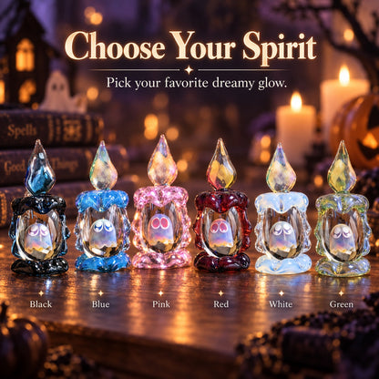 👻 Ghost in Candle Handmade Glass Figurine — Spooky-Cute Collectible Decor