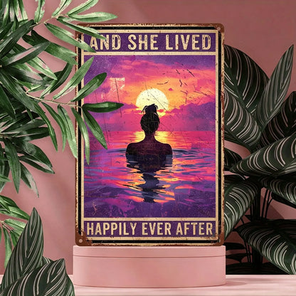 Retro Sunset Silhouette Figure Wall Art Print (8" x 12") – Scratch & UV-Resistant Decor