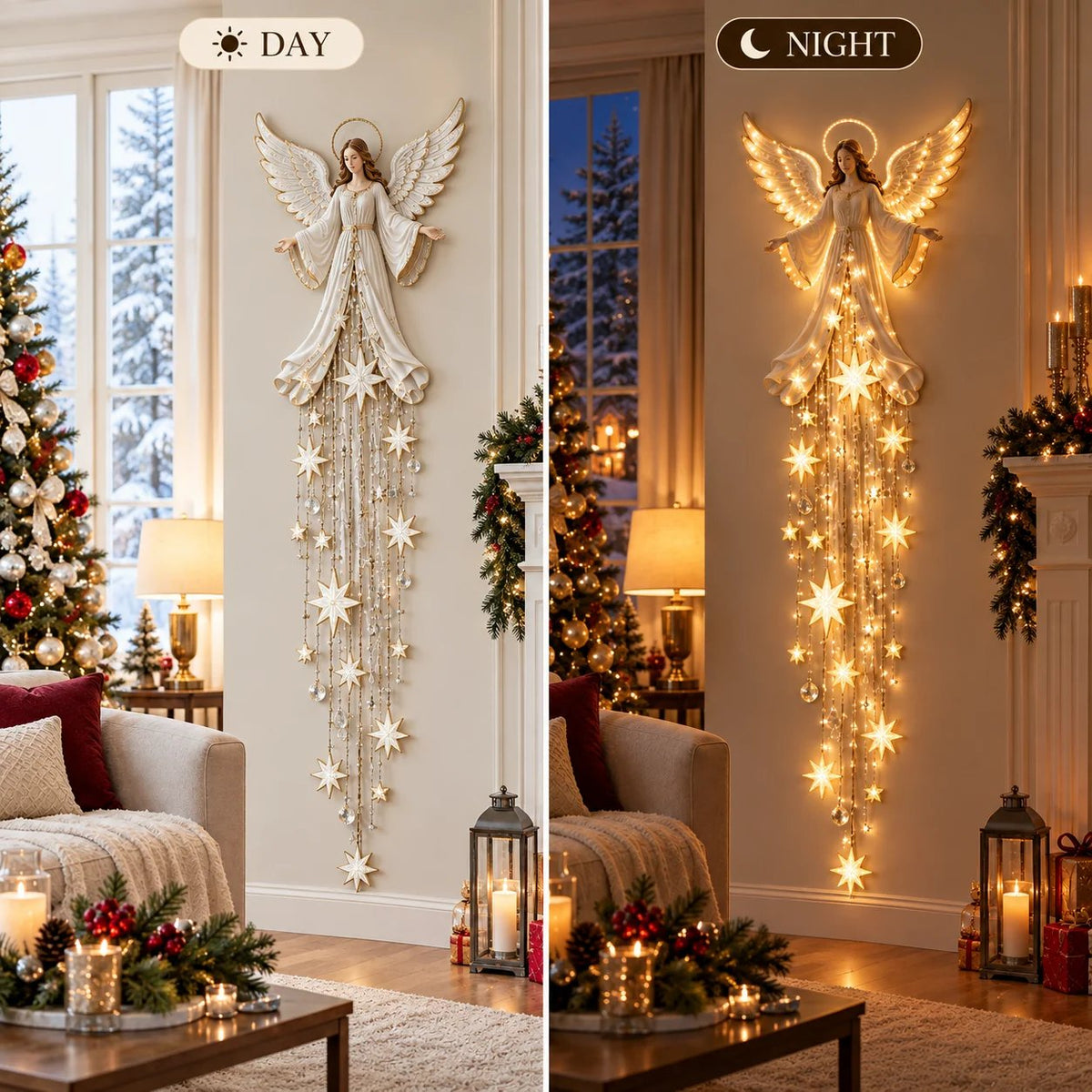 ✨Last Day 49% OFF✨ Angel Blessing Starfall Wall LightTM – Heavenly Christmas Wall Decor
