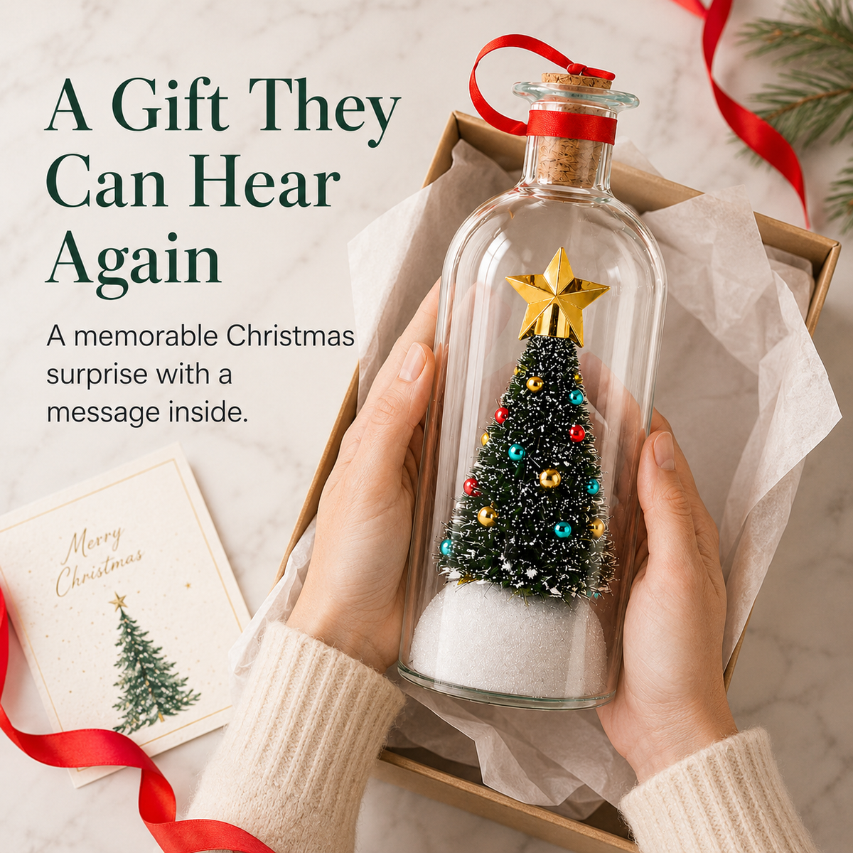 🎄 Mr. Christmas 8" Recordable Christmas Tree Message In A Bottle