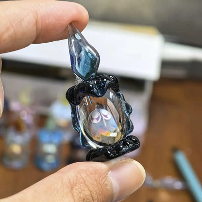 👻 Ghost in Candle Handmade Glass Figurine — Spooky-Cute Collectible Decor