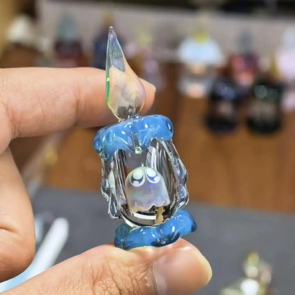 👻 Ghost in Candle Handmade Glass Figurine — Spooky-Cute Collectible Decor
