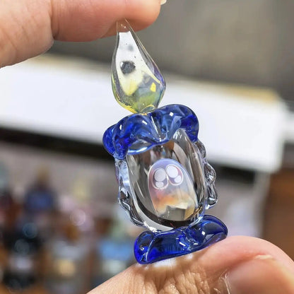 👻 Ghost in Candle Handmade Glass Figurine — Spooky-Cute Collectible Decor