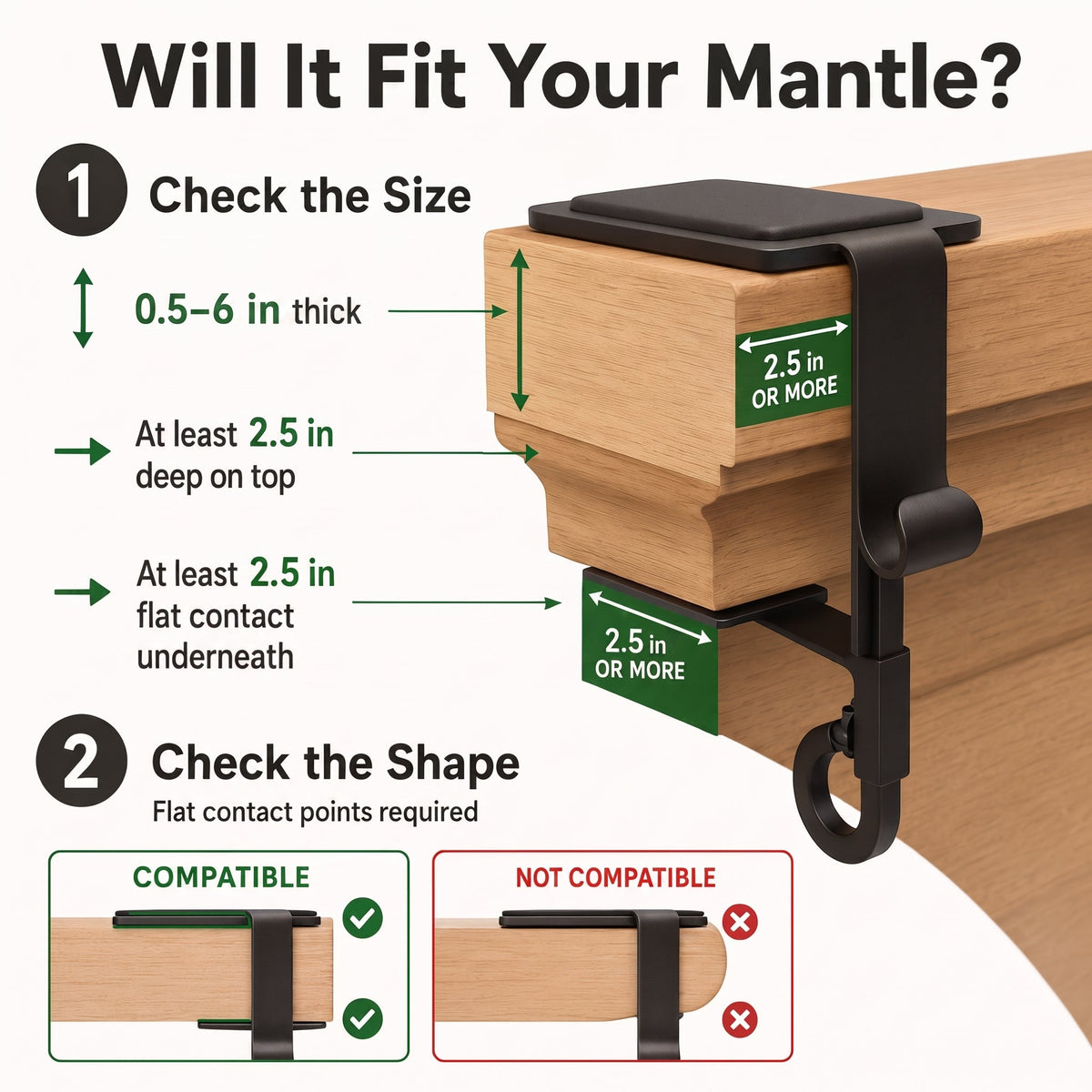 Adjustable Stocking & Garland Mantle Hangers