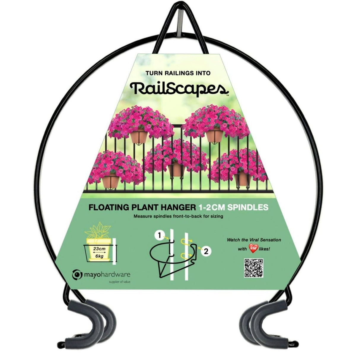 RailScapes Black Floating Plant Hanger