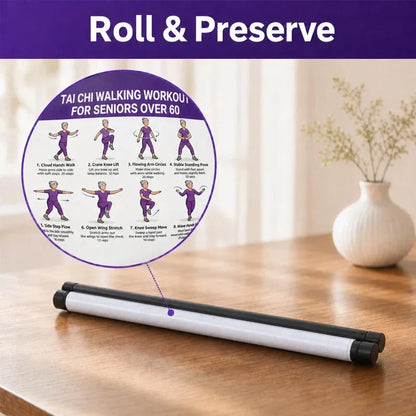 🧓📋 Tai Chi Workout Poster for Seniors – 16 illustrated exercises, standing or seated, large text – easy to follow. 💪