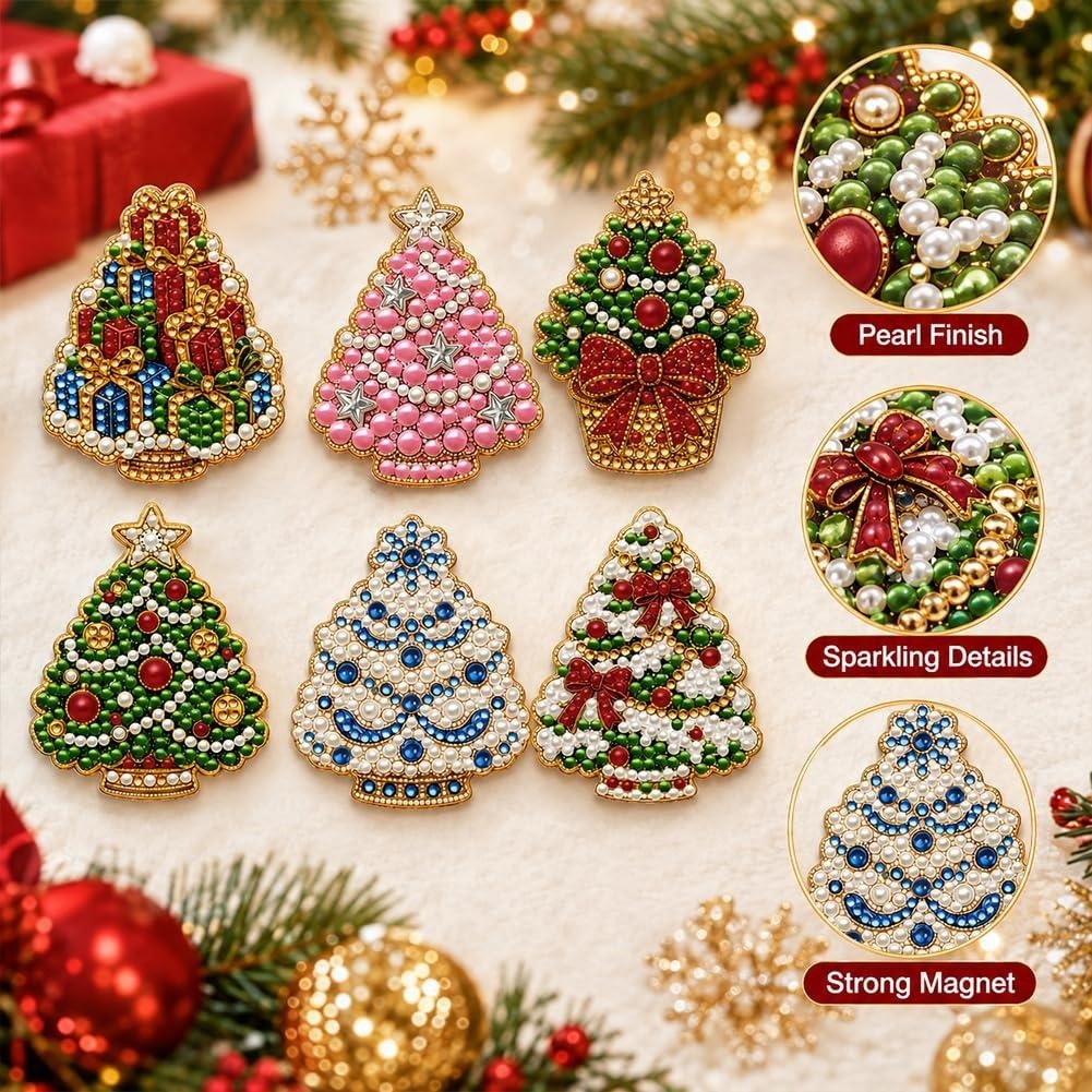 Hot Sale🎄✨ DIY Christmas Pearl & Diamond Painting Fridge Magnet Kit – Festive Holiday Craft Fun