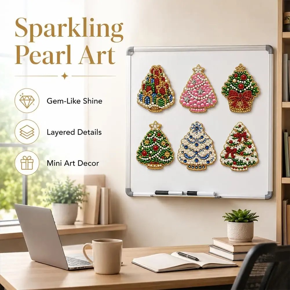 Hot Sale🎄✨ DIY Christmas Pearl & Diamond Painting Fridge Magnet Kit – Festive Holiday Craft Fun