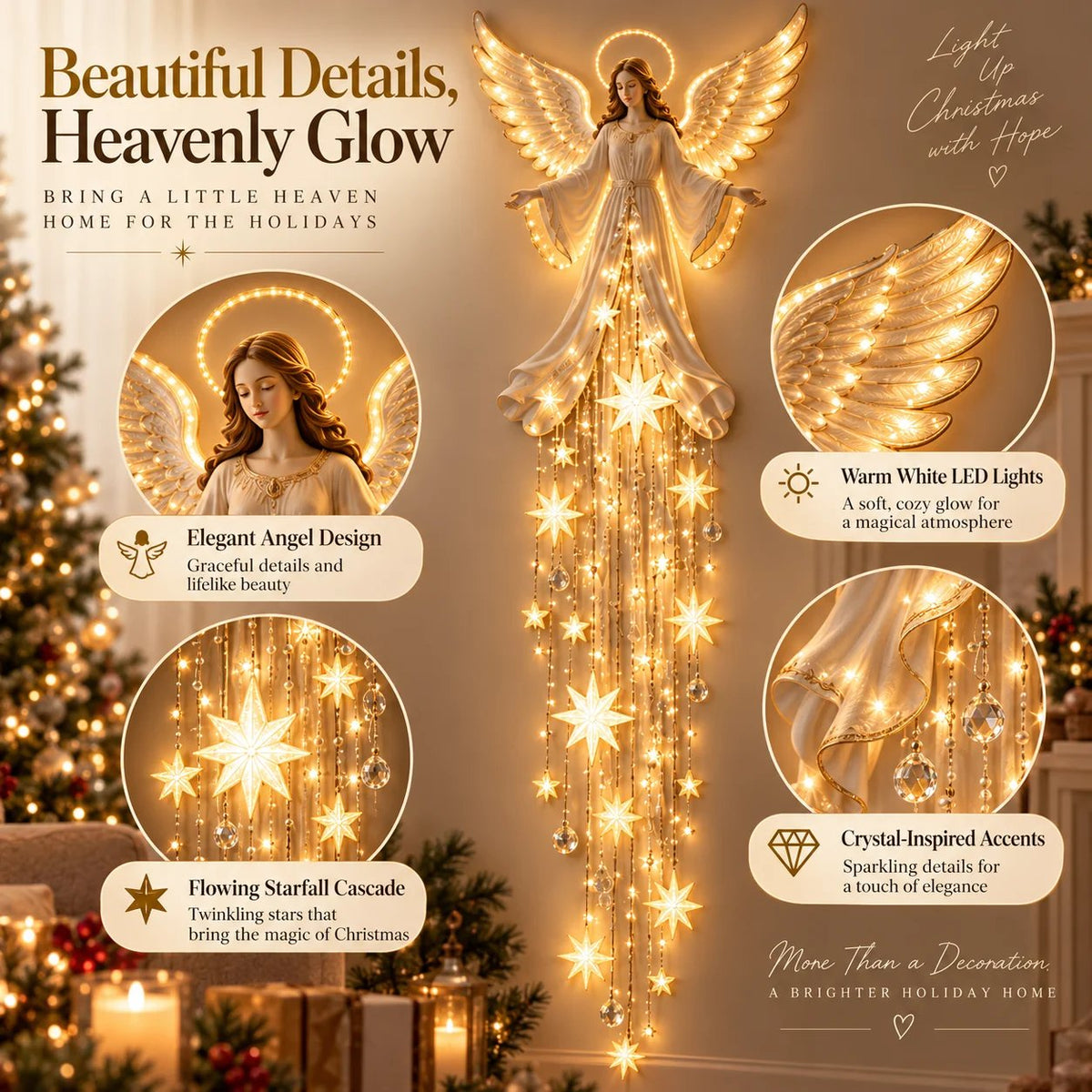 ✨Last Day 49% OFF✨ Angel Blessing Starfall Wall LightTM – Heavenly Christmas Wall Decor