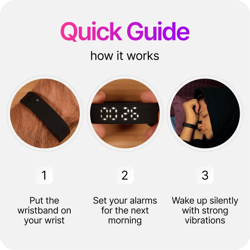 ⌚ Silent Vibration Alarm Clock – Wrist-Worn Wearable Wake-Up Device for Heavy Sleepers