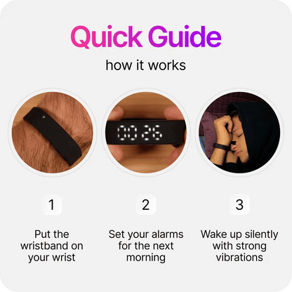 ⌚ Silent Vibration Alarm Clock – Wrist-Worn Wearable Wake-Up Device for Heavy Sleepers