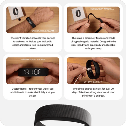 ⌚ Silent Vibration Alarm Clock – Wrist-Worn Wearable Wake-Up Device for Heavy Sleepers