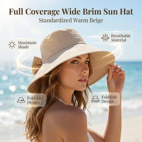 👒Summer Hot Sale 50% OFF ! 💐Women's Bowknot Wide Brim Sun Protective Hat