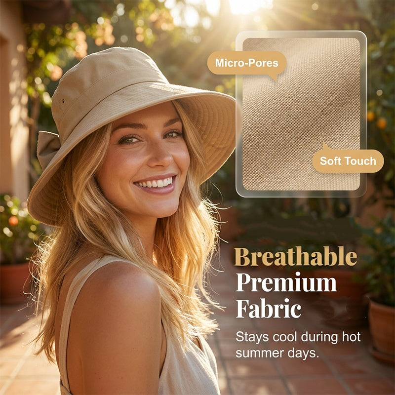👒Summer Hot Sale 50% OFF ! 💐Women's Bowknot Wide Brim Sun Protective Hat