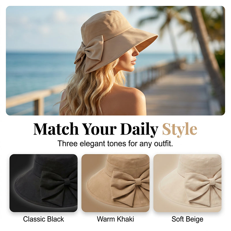 👒Summer Hot Sale 50% OFF ! 💐Women's Bowknot Wide Brim Sun Protective Hat