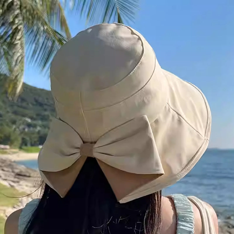 👒Summer Hot Sale 50% OFF ! 💐Women's Bowknot Wide Brim Sun Protective Hat